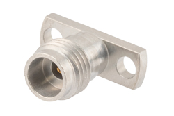 PE45627 - 2.4mm Female Field Replaceable Connector 2 Hole Flange Mount 0.012 inch Pin, .400 inch Hole Spacing with Metal Contact Ring