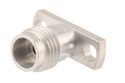 PE45628 - 2.4mm Female Field Replaceable Connector 2 Hole Flange Mount 0.015 inch Pin, .400 inch Hole Spacing with Metal Contact Ring