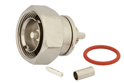 PE4568 - 7/16 DIN オス コネクタ、圧着/はんだ接続、RG55、RG141、RG142、RG223、RG400