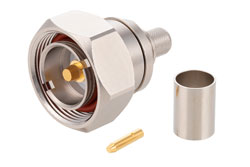 PE4571 - 7/16 DIN オス コネクタ、圧着/はんだ接続、RG214、RG9、RG225、RG393