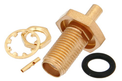 PE4581 - SMA メス バルクヘッドマウントコネクタ、はんだ接続、PE-047SR、PE-SR047AL、PE-SR047FL、.235インチD穴