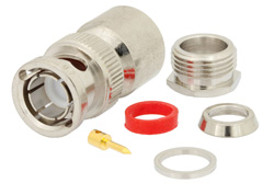 PE4597 - 75 Ω BNC オス コネクタ、クランプ/はんだ接続、RG6