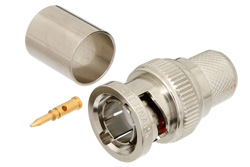 PE4600 - 75 Ω BNC オス コネクタ、圧着/はんだ接続、RG11、RG216、RG144