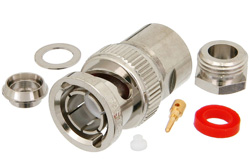 PE4601 - 75 Ω BNC オス コネクタ、クランプ/はんだ接続、RG59、RG62、RG71