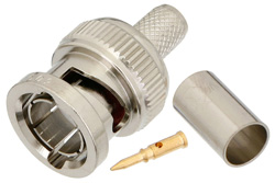 PE4602 - 75 Ω BNC オス コネクタ、圧着/圧着接続、RG59、RG62、RG71