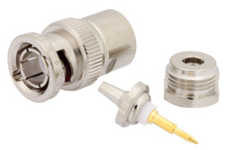 PE4603 - 75 Ω BNC オス コネクタ、クランプ/はんだ接続、RG179、RG187