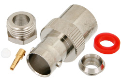 PE4613 - 75 Ω BNC メス コネクタ、クランプ/はんだ接続、RG59