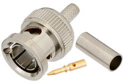 PE4633 - 75 Ω BNC オス コネクタ、圧着/はんだ接続、PE-B150、RG180、RG195