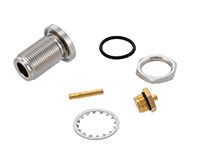 PE4655 - N メス バルクヘッドマウントコネクタ、はんだ接続、PE-SR405AL、PE-SR405FL、RG405、.640インチDD穴