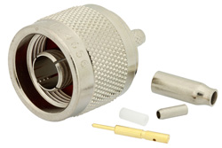 PE4656 - 75 Ω N オス コネクタ、圧着/はんだ接続、RG179、RG187