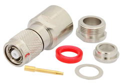 PE4659 - 逆極性 TNC オス コネクタ、クランプ/はんだ接続、RG213、RG55、RG141、RG142、RG223、RG400、RG303、PE-C195、PE-P195、LMR-195