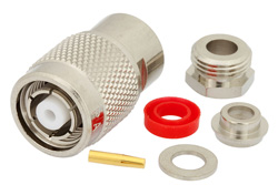 PE4662 - 逆極性 TNC オス コネクタ、クランプ/はんだ接続、RG58、RG55、RG141、RG142、RG223、RG400、RG303、PE-C195、PE-P195、LMR-195