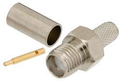 PE4795 - 逆極性 SMA メス コネクタ、圧着/はんだ接続、RG58