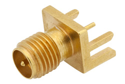 PE4874 - 逆極性 SMA メス コネクタ、はんだ接続、.062インチエンドランチPCB