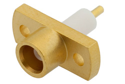 PE4894 - MCX ジャック コネクタ、はんだ接続、2ホールパネルマウント、ピンターミナル、.328インチ穴間隔