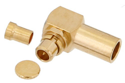 PE4899 - MMCX プラグ 直角コネクタ、圧着/はんだ接続、RG178、RG196