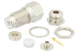 PE4906 - 75 Ω SMC ジャック バルクヘッドマウントコネクタ、クランプ/はんだ接続、RG179、RG187