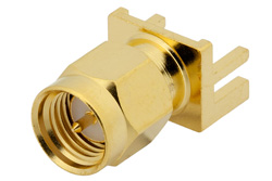 PE4913 - SMA オス コネクタ、はんだ接続、.062インチエンドランチPCB、.375インチx.500インチ端子