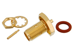 PE4923 - SMA メス バルクヘッドマウントコネクタ、はんだ接続、PE-034SR、.235インチD穴