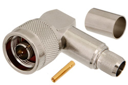 PE4939 - N オス 直角コネクタ、圧着/はんだ接続、PE-B400、PE-B405、PE-C400