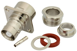 PE4967 - C メス コネクタ、クランプ/はんだ接続、4ホールパネルマウント、RG214、RG213、RG393、RG8、RG225、RG11、RG216、RG144、RG215、RG9、.718インチ穴間隔