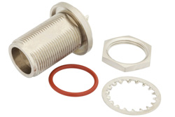 PE4980 - SC メス バルクヘッドマウント気密シールコネクタ、はんだ接続、アイレットターミナル、.655インチD穴