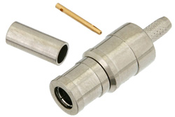 PE4993 - 75 Ω Mini SMB プラグ コネクタ、圧着/はんだ接続、RG179、RG187