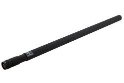 PE51123 - 高性能広帯域共線垂直アンテナ スプリング 457mm付き, 黒 ラドーム, Nオス, 2200-2500 MHz, 6 dBi