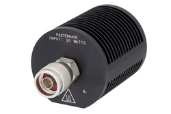 PE6205 - 25 W RF ロード最大 18 GHz、N オス、丸型黒色 陽極酸化アルミヒートシンク