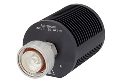 PE6209 - 25 W RF ロード最大 8 GHz、7/16 DIN オス、丸型黒色 陽極酸化アルミヒートシンク