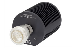 PE6210 - 25 W RF ロード最大 8 GHz、7/16 DIN メス、丸型黒色 陽極酸化アルミヒートシンク