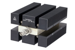 PE6224 - High Power 100 Watt RF Load Up To 8 GHz With TNC Female Input Conduction Cooled Body Black Anodized Aluminum Heatsink