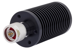 PE6228 - 25 W RF ロード最大 3 GHz、N オス、丸型黒色 陽極酸化アルミヒートシンク