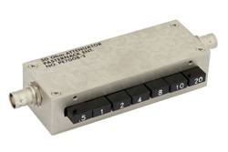 PE7008-2 - BNCジャック, プッシュボタン, 0-45.5 dB 減衰器; 1 W; DC-750 MHz
