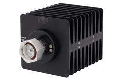 PE7043-20 - 20 dB 固定減衰器、7/16 DIN オス 〜 7/16 DIN メス 方向性、黒色 陽極酸化アルミヒートシンク、100 W、最大 1.5 GHz