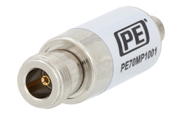 PE70MP1001 - 50 Ω N メス 〜 75 Ω F メス 整合パッド、0.009 MHz 〜 3 GHz