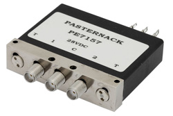 PE7157 - DPDT 電気機械式リレーパルスラッチングスイッチ、終端、DC 〜 18 GHz、最大 85 W、24 V、インジケータ、TTL ロジック、SMA