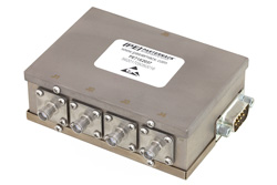 PE71S2037 - 吸収型 SP4T、PIN ダイオードスイッチ、動作周波数 5 MHz 〜 3 GHz、最大 1 W (+30 dBm)、SMA