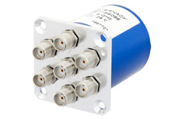 PE71S6086 - SP6T 電気機械式リレーラッチングスイッチ、DC 〜 6 GHz、最大 80 W、28 V、グローバルリセット、SMA