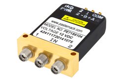 PE71S6104 - SPDT 電気機械式リレーフェールセーフスイッチ、DC 〜 40 GHz、10 W、12 V、インジケータ、TTL ロジック、ダイオード、2.92mm