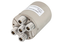 PE71S6185 - SP4T 電気機械式リレーノーマルオープンスイッチ、DC 〜 10 GHz、50 W、28 V、インジケータ、TTL ロジック、ダイオード、N