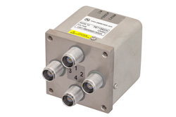PE71S6204 - トランスファ電気機械式リレーフェールセーフスイッチ、DC 〜 12.4 GHz、50 W、12 V、インジケータ、TTL ロジック、ダイオード、TNC