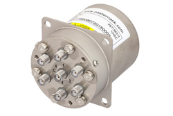 PE71S6313 - SP6T 電気機械式リレーラッチングスイッチ、終端、DC 〜 22 GHz、20 W、12 V、セルフカットオフ、ダイオード、SMA