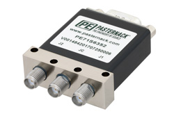 PE71S6352 - SPDT 電気機械式リレーラッチングスイッチ、DC 〜 18 GHz、最大 90 W、12 V、SMA