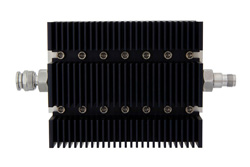 PE7241-60 - 60 dB 固定減衰器、TNC オス 〜 TNC メス 方向性、黒色 陽極酸化アルミヒートシンク、100 W、最大 6 GHz