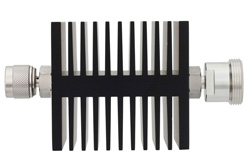 PE7314-50 - 50 dB 固定減衰器、N オス 〜 7/16 DIN メス 方向性、黒色 陽極酸化アルミヒートシンク、50 W、最大 6 GHz