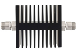 PE7323-3 - 3 dB 固定減衰器、N メス 〜 N メス 方向性、黒色 陽極酸化アルミヒートシンク、50 W、最大 18 GHz
