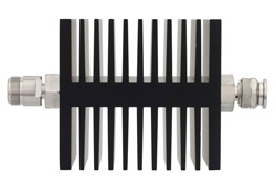 PE7341-40 - 40 dB 固定減衰器、N メス 〜 TNC オス 方向性、黒色 陽極酸化アルミヒートシンク、50 W、最大 18 GHz