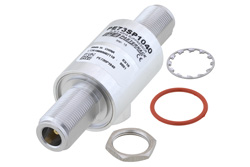 PE73SP1040 - N型 F/F 入/出力 バルクヘッド 同軸 RF サージプロテクタ、DC - 2.4GHz、DC 通過、50W、IP67、45mJ、18kA、気体放電管、双方向