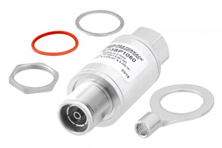 PE73SP1060 - 4.3-10 M/F 入/出力 バルクヘッド 同軸 RF サージプロテクタ、698MHz - 2.7GHz、DC ブロック、500W、IP67、40kA、フィルタ、低 PIM -173 dBc